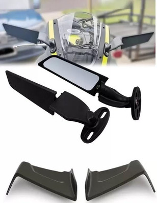 Vagary Combo of Universal Motorcycle Rotating Side Bike Wing Mirror With Bike Wings Bike Crash Guard(KTM, Yamaha, Kawasaki, Suzuki, TVS, BMW Motorrad, Hyosung)