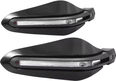 BIKEBLOOM Universal Motorcycle Hand Guard with LED Indicator Light (Black) Handlebar Hand Guard(KTM, Hero, Kawasaki, Universal For Bike)