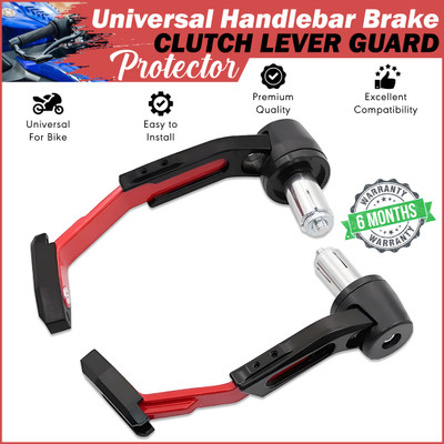 OBEROI'S TRADERS CNC Aluminium Bike Brake Clutch Lever Guard | Handle Bar End Protector | Red Handlebar Hand Guard(Universal For Bike)