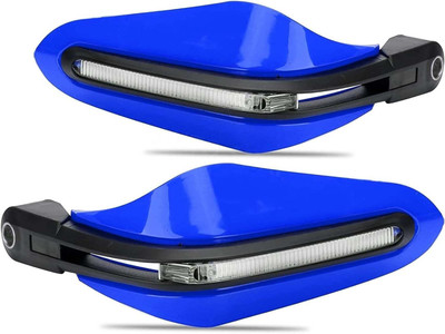 BXtremeZ Motorcycle Hand Guard/Brake, Clutch Lever Guard with Drl LED Light (Blue) Handlebar Hand Guard(Universal For Bike)