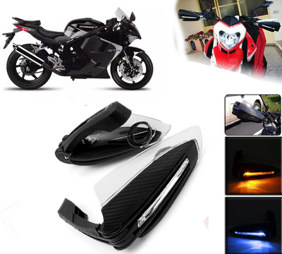 AUTO PEARL Folding Protector Proguard with Led Brake Clutch Lever Black Protector Guard Bike Crash Guard(Hyosung)