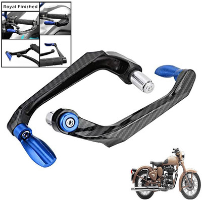 Generox Handlebar Brake Clutch Lever Hand Guard Protector GXcarbonLGBLUE064 Bike Crash Guard(Royal Enfield)