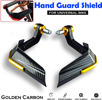 ASRYD CNC Aluminum & Plastic Carbon Motorcycle Handguard Protector Shield gold Handlebar Hand Guard(Universal For Bike, TVS, Bajaj, Hero, Honda, Yamaha, KTM, Suzuki)