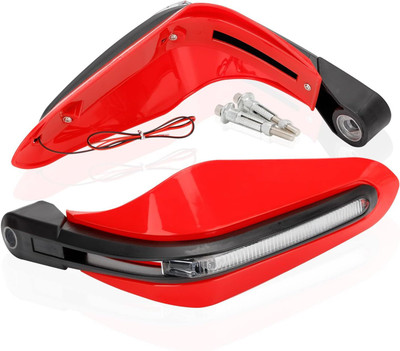 Vagary Red Bike Handguard Brake Clutch Lever Guard / Wind Deflector With DRL LED Light Handlebar Hand Guard(KTM, Yamaha, Honda, Suzuki, TVS, Hero)