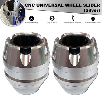 BRXR Motorcycle Silver Front Fork Slider | Wheel Frame Slider | Axle Protector Bike Crash Guard(Universal For Bike)