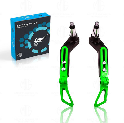 Moto Genius Premium Adjustable Brake Clutch Lever Protector for Motorcycles Safety - Green Handlebar Hand Guard(Universal For Bike)