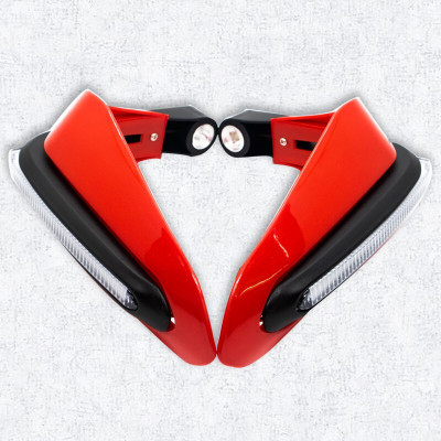 Autopz Bike Handguard with LED Light & Red Body Bike Crash Guard(Universal For Bike)