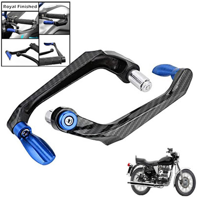 Generox Handlebar Brake Clutch Lever Hand Guard Protector GXcarbonLGBLUE094 Bike Crash Guard(Royal Enfield)