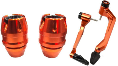 acube mart heavy wheel slider orange with CNC Alloy Brake Clutch Lever Guard orange Bike Crash Guard(Universal For Bike)