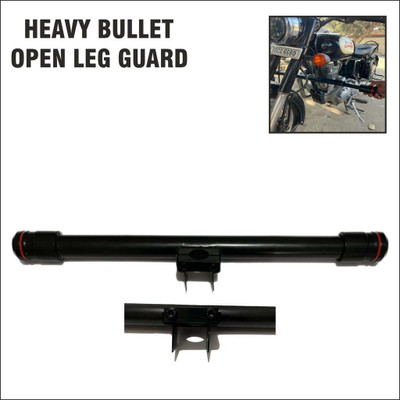 SHOWRIDE Heavy Quality Bullet Leg Guard Single Rod with Open Leg Guard Front Straight for Bike Crash Guard(Royal Enfield)