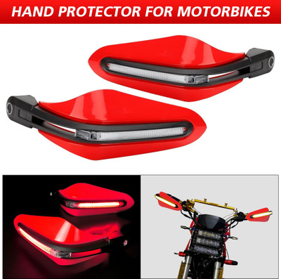 ASRYD Bike Brake, Clutch Lever Guard / Wind Deflector With DRL LED Light Red Handlebar Hand Guard(Universal For Bike)