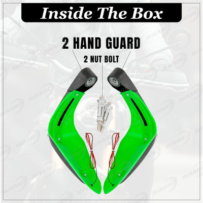 BRXR Universal Brake / Clutch Lever Guard / Wind Deflector With DRL LED Light Green Handlebar Hand Guard(Universal For Bike)