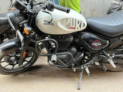 Shreeji Accessorie Matte Black Crash Guard Compatible with RE Hunter 350 (2022) (Matte Black)(Royal Enfield)