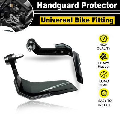 ASRYD CNC Aluminum & Plastic Motorcycle Handguard Protector Shield Silver Handlebar Hand Guard(Universal For Bike)