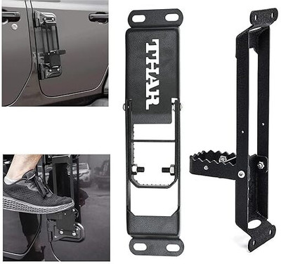 SGTB Mahindra Thar Door Hinge Foot Step with Folding Pedal Footrest Set of 2 Black Bike Crash Guard