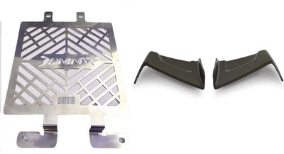 acube mart Dominar Radiator Grill guard + bike wings Winglet black Bike Radiator Guard(Bajaj)