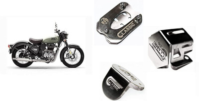 BRRX Reborn 350 Front / Rear Brake Oil Container Guard, Side Stand Extender Combo Bike Crash Guard(Royal Enfield)