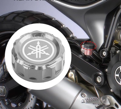 Vagary Silver Reservoir Cap/Rear Oil Cap for R15 V3, V4, R15M, MT-15, FZX, FZ Bike Crash Guard(Yamaha)