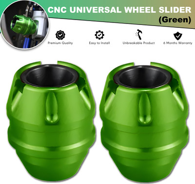 OBEROI'S TRADERS Motorcycle Green Front Fork Slider | Wheel Frame Slider | Axle Protector Bike Crash Guard(Universal For Bike)
