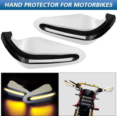 ZOVNA Bike Brake, Clutch Lever Guard / Wind Deflector With DRL LED Light White Handlebar Hand Guard(Universal For Bike)