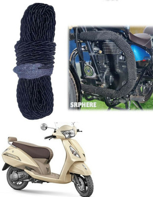 SRPHERE Bike Crash Guard Black Rope 12 Meter Long For Jupiter classic(Universal For Bike)