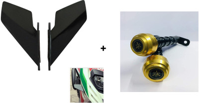 VermsBikers R15v3/MT15 slider Golden for r15v3/mt15+Universal Small Wings winglet Black Bike Crash Guard(Yamaha)