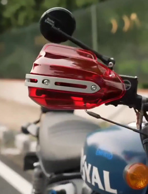 ASRYD Motorcycle CNC Heavy Quality Unbreakble & Flexible Hand Guard handprotector Red Handlebar Hand Guard(Royal Enfield)