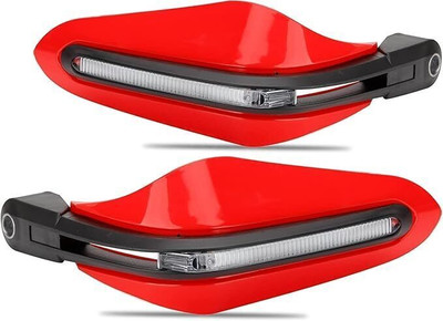 Shreeji Accessorie Motorcycle Handguards with DRL Running Light & Bar End Plugs (Set of 2 ) Handlebar Hand Guard(Universal For Bike)