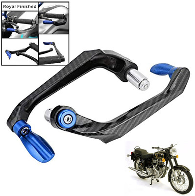 Generox Handlebar Brake Clutch Lever Hand Guard Protector GXcarbonLGBLUE001 Bike Crash Guard(Royal Enfield)