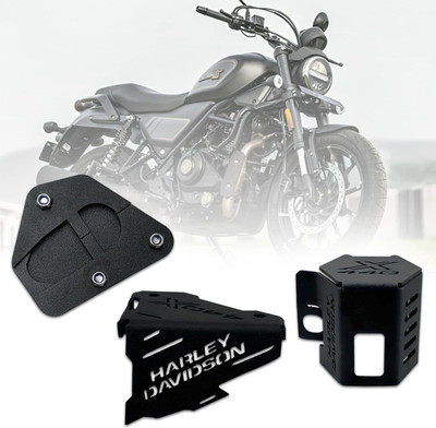 BRXR Combo Of Front Rear Brake Oil Container Guard | Side Stand Extender For X440 Bike Crash Guard(Harley Davidson)