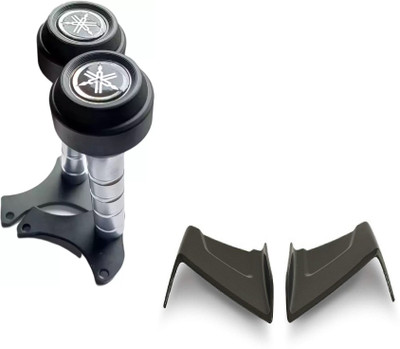 acube mart CNC Frame Slider for R15 V4/ R15 M (BS6)- silver/black+bike wings Winglet black Bike Crash Guard(Yamaha)