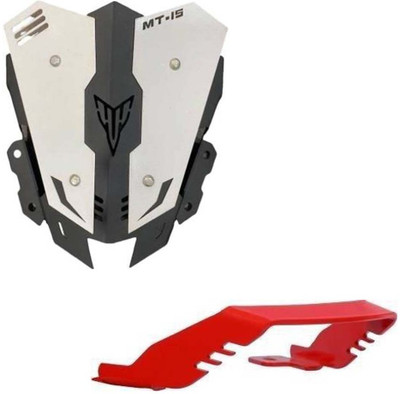 way2gmart MT15 Metal Heavy Visor White/Black Colour with MT15 Red backrest Bike Fairing Kit