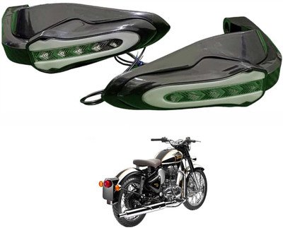 PRTEK Bike Handguards with LED Light, Blue & Yellow Running Turn Signal for Classic Handlebar Hand Guard(Royal Enfield)