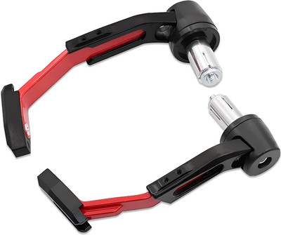 OBEROI'S TRADERS CNC Aluminium Bike Brake & Clutch Lever Guard | Handle Bar End Protector | Red Handlebar Hand Guard(Universal For Bike)