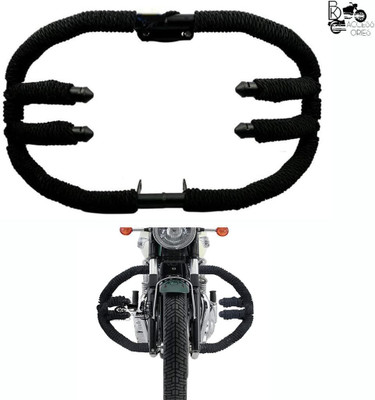 B.K Accessories 8 Bend 2 Rod Leg Guard Tied with Black Rope Compatible for All Model Bike Crash Guard(Royal Enfield)