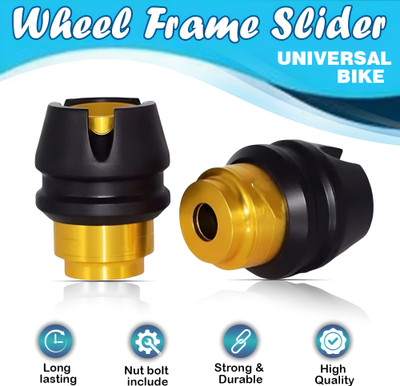 ASRYD Universal Motorcycle Front Fork Slider Wheel Frame Slider Axle Protector Gold Bike Crash Guard(Universal For Bike)