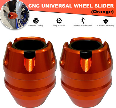 BRXR Motorcycle Orange Front Fork Slider | Wheel Frame Slider | Axle Protector Bike Crash Guard(Universal For Bike)