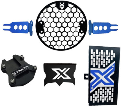 MILACHIN Bike Headligt Grill | Side Stand | Radiator Guard Combo Set of 1 (Blue) Bike Crash Guard(Hero, Royal Enfield)