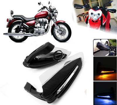 AUTO PEARL Folding Protector Proguard with Led Brake Clutch Lever Black Protector Guard Bike Crash Guard(Royal Enfield)