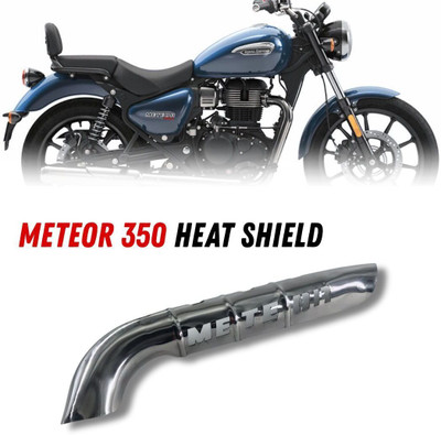 PHANTOM Premium Quality Royall Enfiielld Meteorr 350 Stainless Steel Silver Matte Finish Bike Exhaust Heat Shield