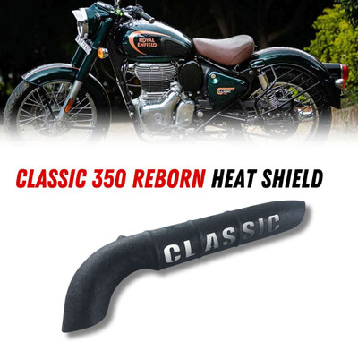 PHANTOM Premium Quality Royall Enfield Classic 350 Reborn Mild Steel Black Matte Finish Bike Exhaust Heat Shield