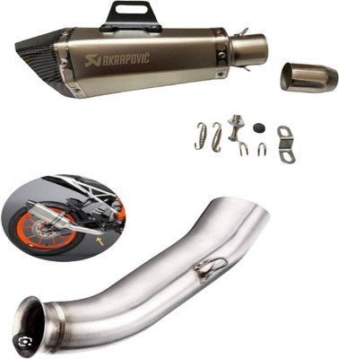Gogna Mart ktm duke 250 ,390 mid bend pipe and akrapovic silver with carbon tip exhsaust Bike Exhaust Heat Shield