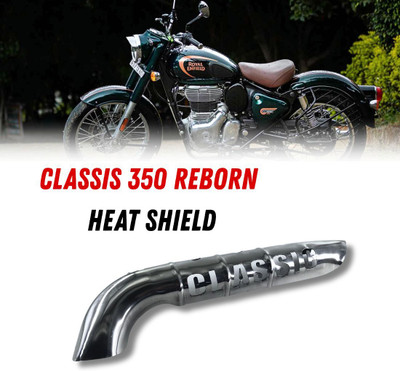 PHANTOM Premium Quality Royall Enfield Classic 350 Reborn Stainless Steel Silver Bike Exhaust Heat Shield