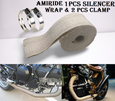 AMIRIDE (3 Mtrs) 1 Silencer Wrap With 2 Clamp (Pack of 1) Bike Exhaust Heat Shield