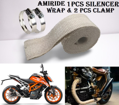 AMIRIDE (3 Mtrs) 1 Silencer Wrap With 2 Clamp (Pack of 1) Bike Exhaust Heat Shield