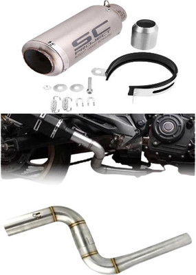 Gogna Mart Bajaj Pulsar NS 200 bend pipe and sc silver project exhaust Bike Exhaust Heat Shield