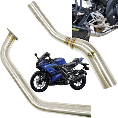 Dhe Best Bike New Stylist Exhaust Bend Pipe Muffler Mid Pipe for Yamaha YZF R15 V3 Yamaha NA Full Exhaust System(Stainless Steel)