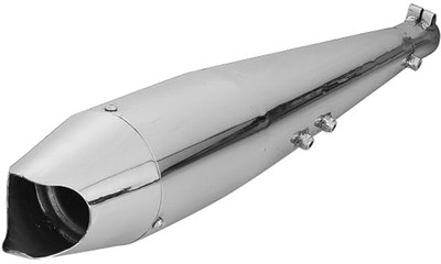 Ridefit Shark Chrome Silencer Glasswool Exhaust Royal Enfield Classic 350 Full Exhaust System(Mild Steel)