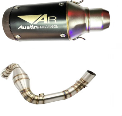 acube mart AR austin racing exhaust with bend pipe BMW, TVS GS, Apache Full Exhaust System(Stainless Steel)