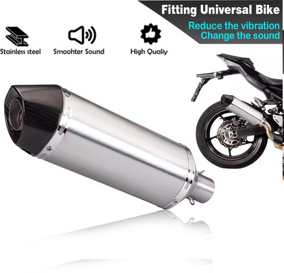 ASRYD Exhaust Yoshimura Silver All Motorcycle Bajaj, Hero, Yamaha, Honda, TVS, Suzuki, KTM, Hyosung Universal For Bike Slip-on Exhaust System(Stainless Steel)
